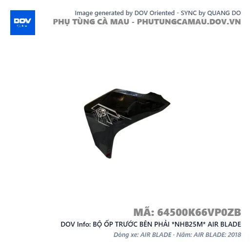 BỘ ỐP TRƯỚC BÊN PHẢI *NHB25M* AIR BLADE — 64500K66VP0ZB