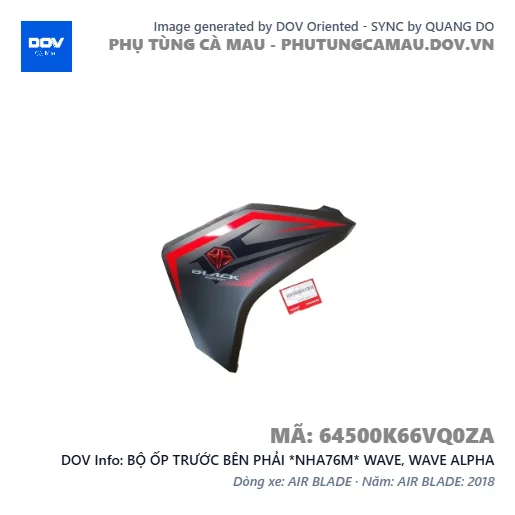 BỘ ỐP TRƯỚC BÊN PHẢI *NHA76M* WAVE, WAVE ALPHA — 64500K66VQ0ZA
