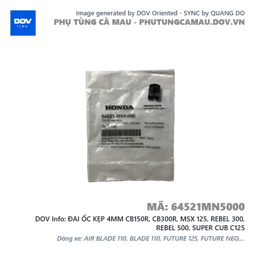 ĐAI ỐC KẸP 4MM CB150R, CB300R, MSX 125, REBEL 300, REBEL 500, SUPER CUB C125 — 64521MN5000