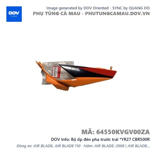Bộ ốp đèn pha trước trái *YR27 CBR500R — 64550KVGV00ZA