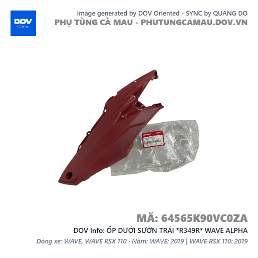ỐP DƯỚI SƯỜN TRÁI *R349R* WAVE ALPHA — 64565K90VC0ZA