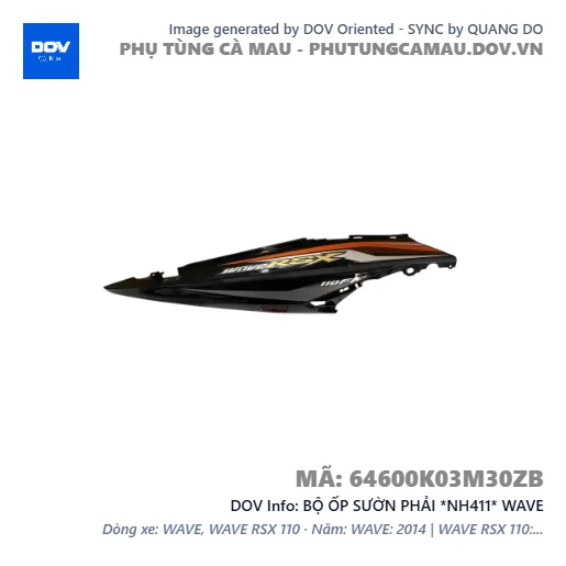 BỘ ỐP SƯỜN PHẢI *NH411* WAVE — 64600K03M30ZB