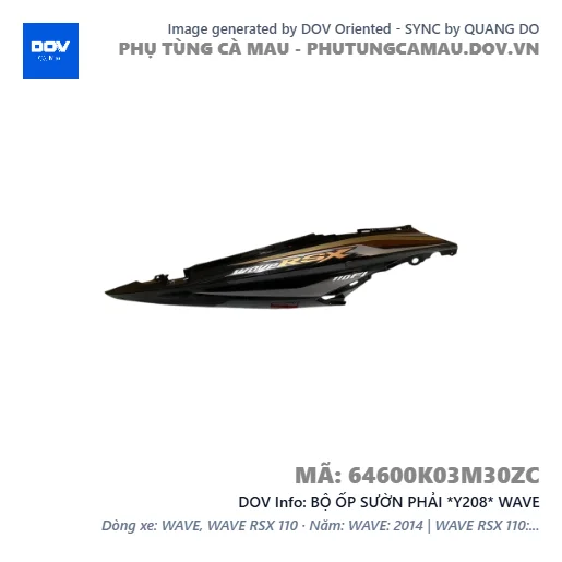 BỘ ỐP SƯỜN PHẢI *Y208* WAVE — 64600K03M30ZC