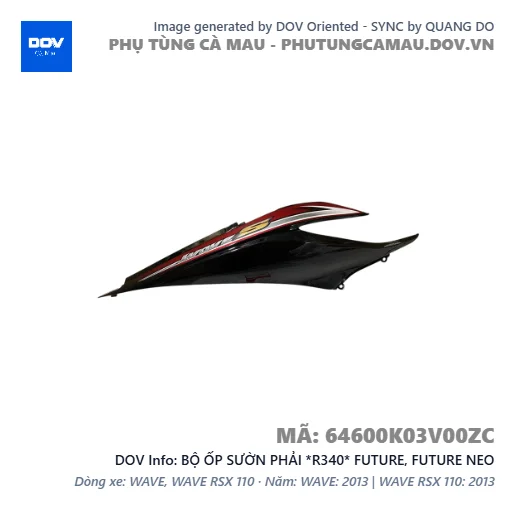 BỘ ỐP SƯỜN PHẢI *R340* FUTURE, FUTURE NEO — 64600K03V00ZC