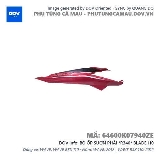BỘ ỐP SƯỜN PHẢI *R340* BLADE 110 — 64600K07940ZE