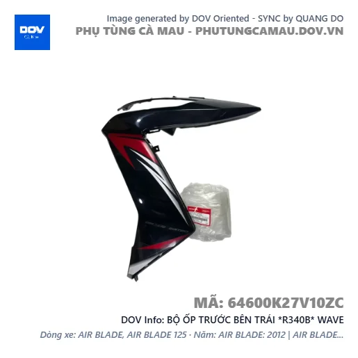 BỘ ỐP TRƯỚC BÊN TRÁI *R340B* WAVE — 64600K27V10ZC