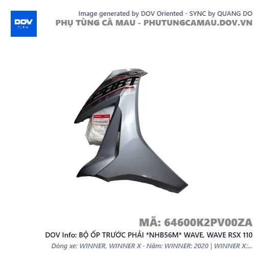 BỘ ỐP TRƯỚC PHẢI *NHB56M* WAVE, WAVE RSX 110 — 64600K2PV00ZA
