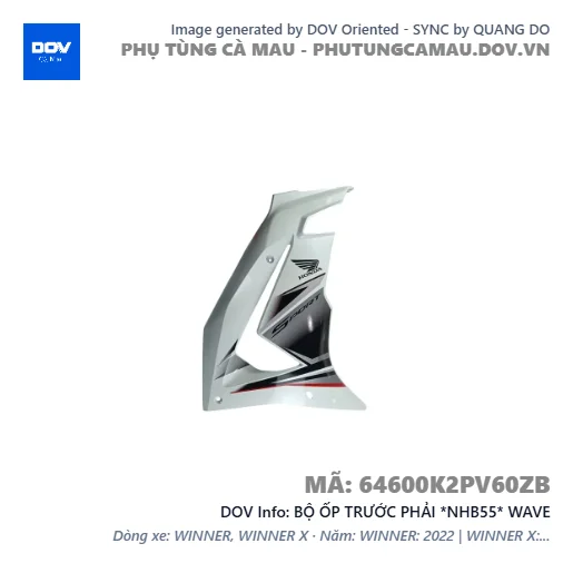 BỘ ỐP TRƯỚC PHẢI *NHB55* WAVE — 64600K2PV60ZB