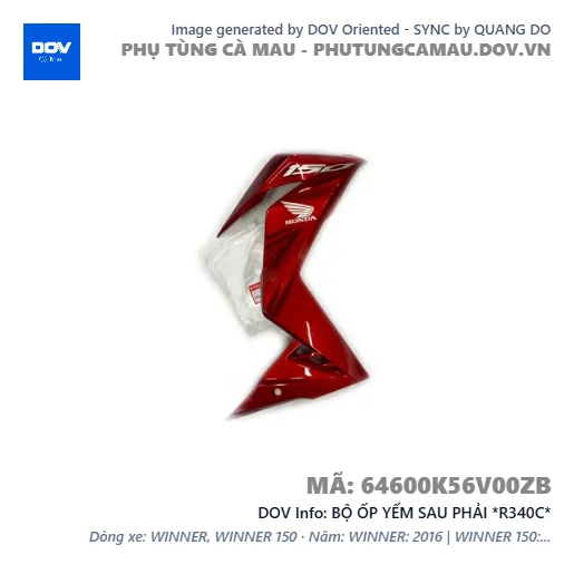 BỘ ỐP YẾM SAU PHẢI *R340C*  — 64600K56V00ZB