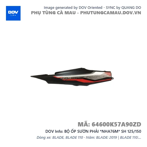 BỘ ỐP SƯỜN PHẢI *NHA76M* SH 125/150 — 64600K57A90ZD