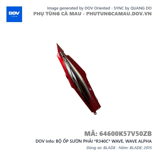 BỘ ỐP SƯỜN PHẢI *R340C* WAVE, WAVE ALPHA — 64600K57V50ZB