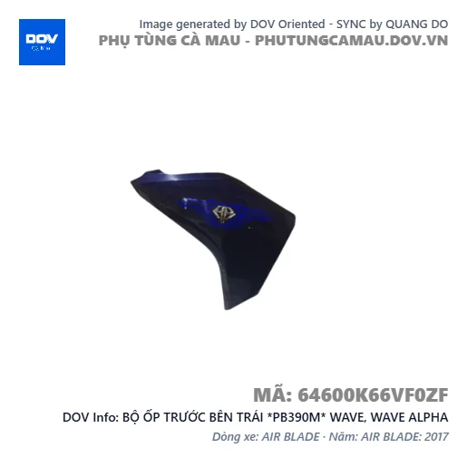 BỘ ỐP TRƯỚC BÊN TRÁI *PB390M* WAVE, WAVE ALPHA — 64600K66VF0ZF