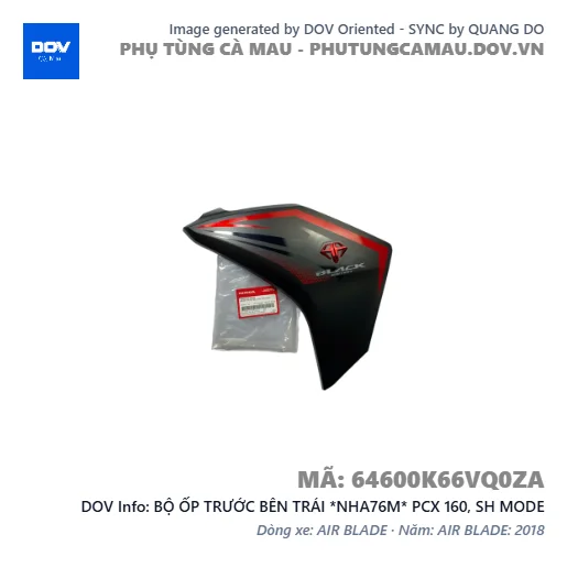 BỘ ỐP TRƯỚC BÊN TRÁI *NHA76M* PCX 160, SH MODE — 64600K66VQ0ZA