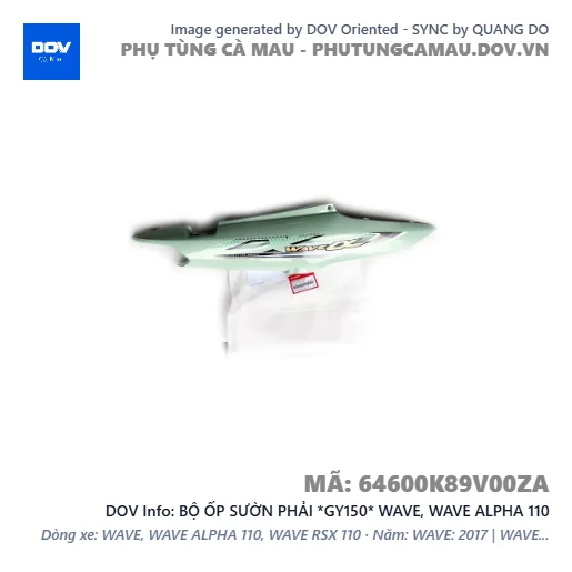 BỘ ỐP SƯỜN PHẢI *GY150* WAVE, WAVE ALPHA 110 — 64600K89V00ZA