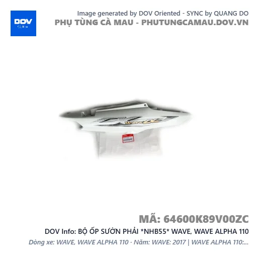 BỘ ỐP SƯỜN PHẢI *NHB55* WAVE, WAVE ALPHA 110 — 64600K89V00ZC