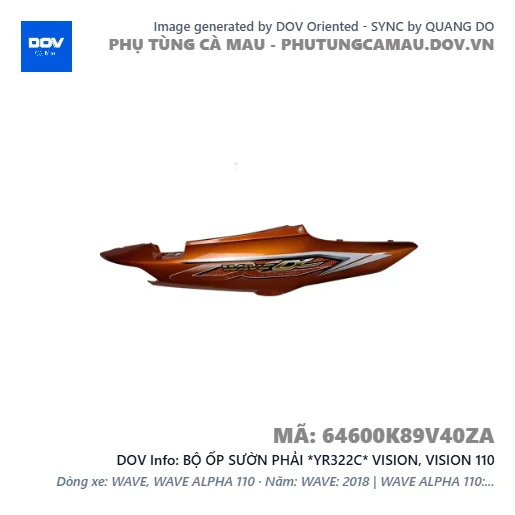 BỘ ỐP SƯỜN PHẢI *YR322C* VISION, VISION 110 — 64600K89V40ZA