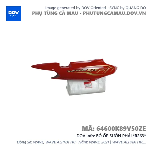 BỘ ỐP SƯỜN PHẢI *R263*  — 64600K89V50ZE
