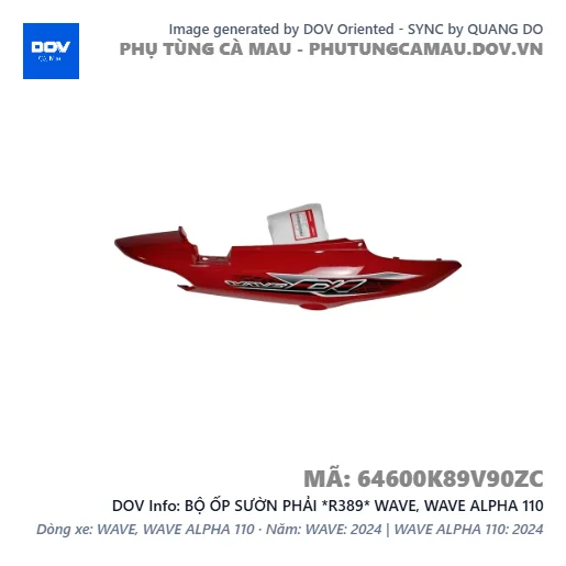 BỘ ỐP SƯỜN PHẢI *R389* WAVE, WAVE ALPHA 110 — 64600K89V90ZC
