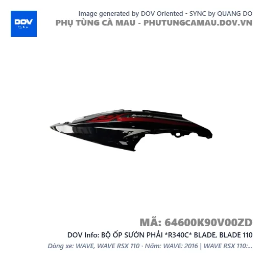 BỘ ỐP SƯỜN PHẢI *R340C* BLADE, BLADE 110 — 64600K90V00ZD