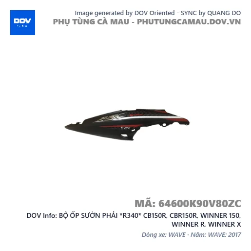 BỘ ỐP SƯỜN PHẢI *R340* CB150R, CBR150R, WINNER 150, WINNER R, WINNER X — 64600K90V80ZC