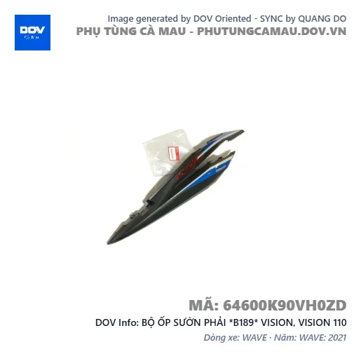 BỘ ỐP SƯỜN PHẢI *B189* VISION, VISION 110 — 64600K90VH0ZD