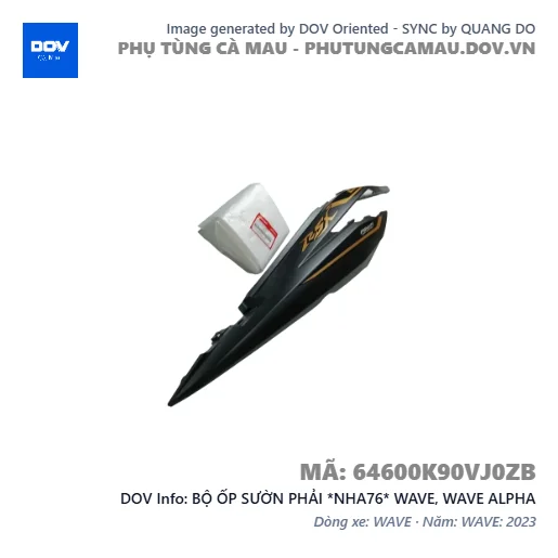 BỘ ỐP SƯỜN PHẢI *NHA76* WAVE, WAVE ALPHA — 64600K90VJ0ZB