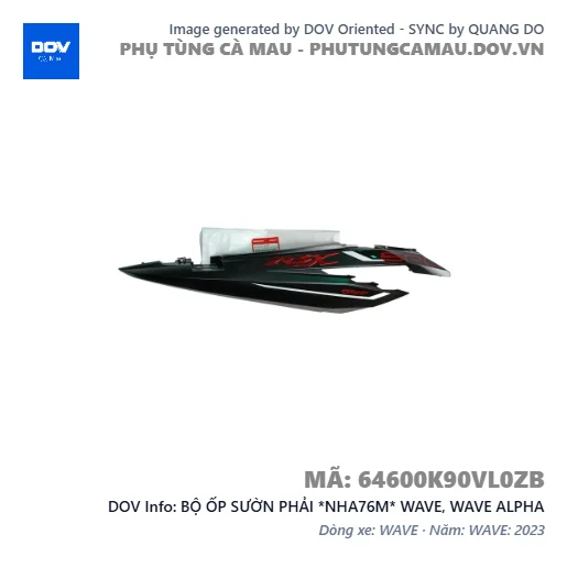 BỘ ỐP SƯỜN PHẢI *NHA76M* WAVE, WAVE ALPHA — 64600K90VL0ZB