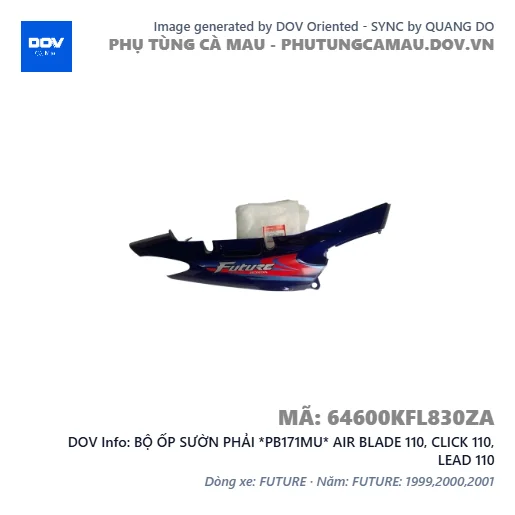 BỘ ỐP SƯỜN PHẢI *PB171MU* AIR BLADE 110, CLICK 110, LEAD 110 — 64600KFL830ZA