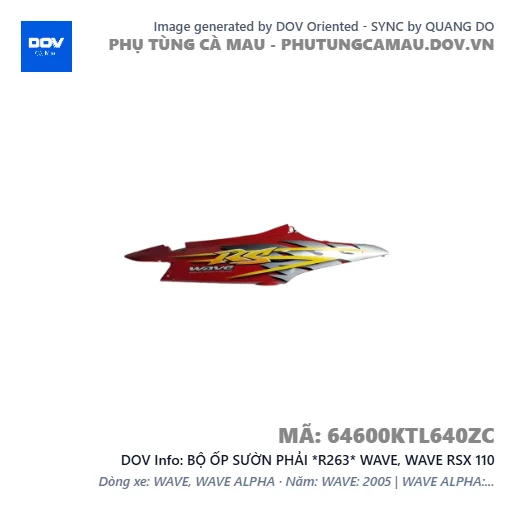 BỘ ỐP SƯỜN PHẢI *R263* WAVE, WAVE RSX 110 — 64600KTL640ZC