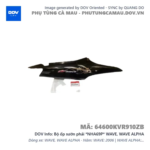 Bộ ốp sườn phải *NHA69P* WAVE, WAVE ALPHA — 64600KVR910ZB