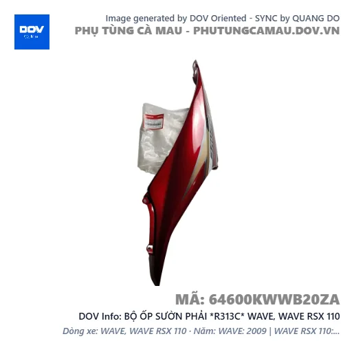 BỘ ỐP SƯỜN PHẢI *R313C* WAVE, WAVE RSX 110 — 64600KWWB20ZA