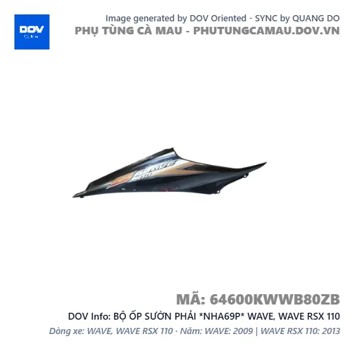 BỘ ỐP SƯỜN PHẢI *NHA69P* WAVE, WAVE RSX 110 — 64600KWWB80ZB