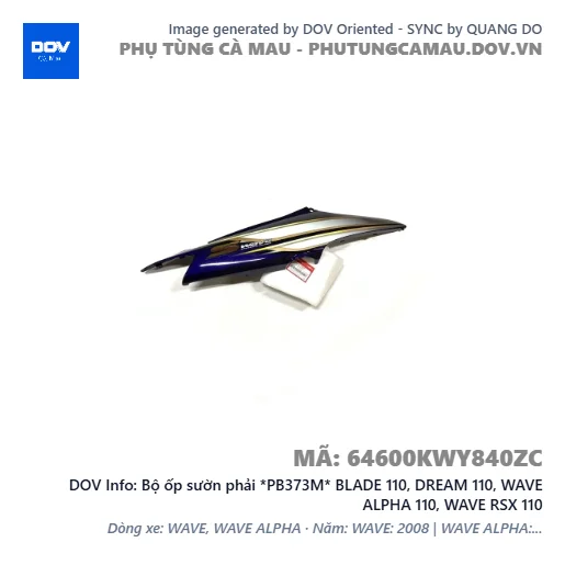 Bộ ốp sườn phải *PB373M* BLADE 110, DREAM 110, WAVE ALPHA 110, WAVE RSX 110 — 64600KWY840ZC