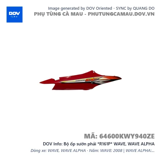 Bộ ốp sườn phải *R161P* WAVE, WAVE ALPHA — 64600KWY940ZE