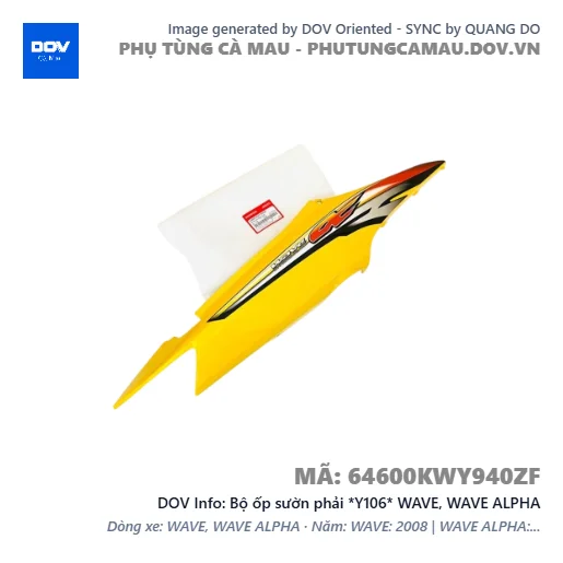 Bộ ốp sườn phải *Y106* WAVE, WAVE ALPHA — 64600KWY940ZF