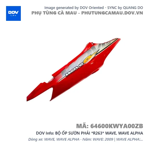 BỘ ỐP SƯỜN PHẢI *R263* WAVE, WAVE ALPHA — 64600KWYA00ZB