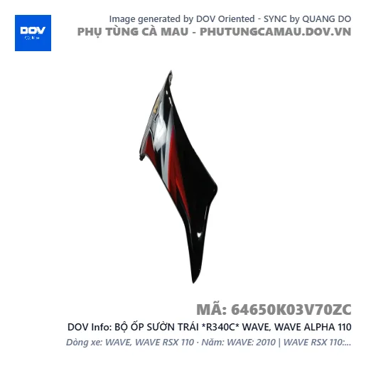 BỘ ỐP SƯỜN TRÁI *R340C* WAVE, WAVE ALPHA 110 — 64650K03V70ZC