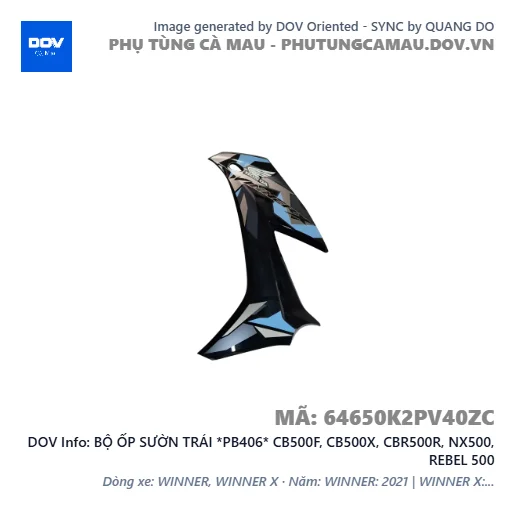 BỘ ỐP SƯỜN TRÁI *PB406* CB500F, CB500X, CBR500R, NX500, REBEL 500 — 64650K2PV40ZC
