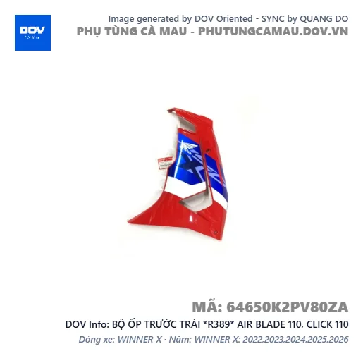 BỘ ỐP TRƯỚC TRÁI *R389* AIR BLADE 110, CLICK 110 — 64650K2PV80ZA