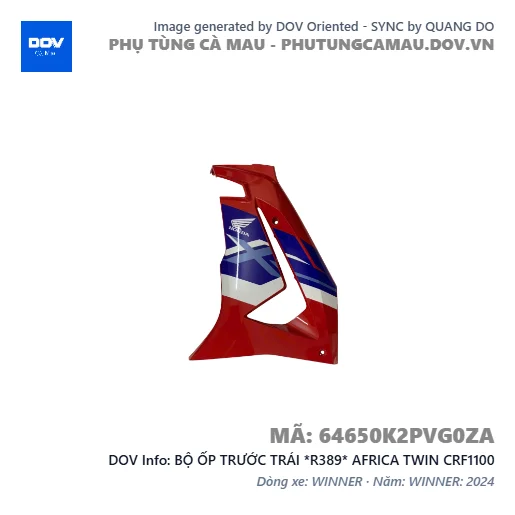 BỘ ỐP TRƯỚC TRÁI *R389* AFRICA TWIN CRF1100 — 64650K2PVG0ZA