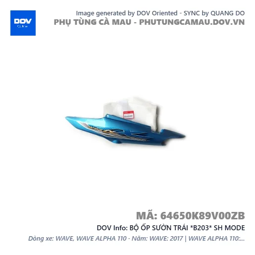 BỘ ỐP SƯỜN TRÁI *B203* SH MODE — 64650K89V00ZB