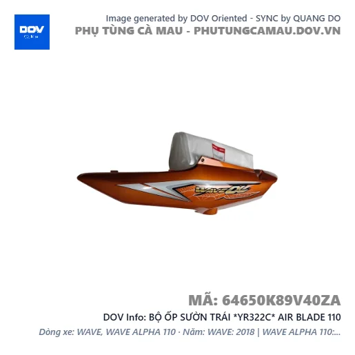 BỘ ỐP SƯỜN TRÁI *YR322C* AIR BLADE 110 — 64650K89V40ZA