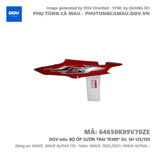 BỘ ỐP SƯỜN TRÁI *R389* SH, SH 125/150 — 64650K89V70ZE