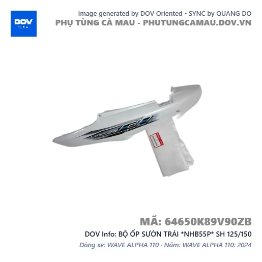 BỘ ỐP SƯỜN TRÁI *NHB55P* SH 125/150 — 64650K89V90ZB