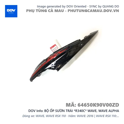 BỘ ỐP SƯỜN TRÁI *R340C* WAVE, WAVE ALPHA — 64650K90V00ZD