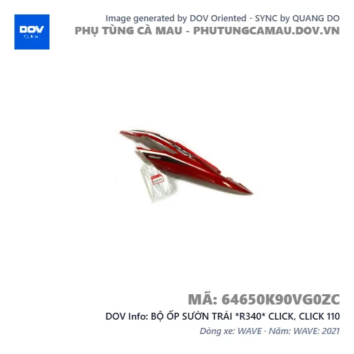 BỘ ỐP SƯỜN TRÁI *R340* CLICK, CLICK 110 — 64650K90VG0ZC