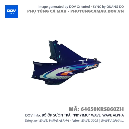 BỘ ỐP SƯỜN TRÁI *PB171MU* WAVE, WAVE ALPHA — 64650KRS860ZH