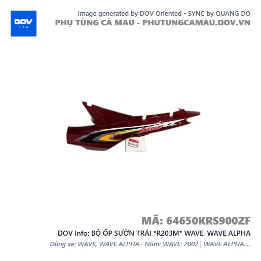 BỘ ỐP SƯỜN TRÁI *R203M* WAVE, WAVE ALPHA — 64650KRS900ZF