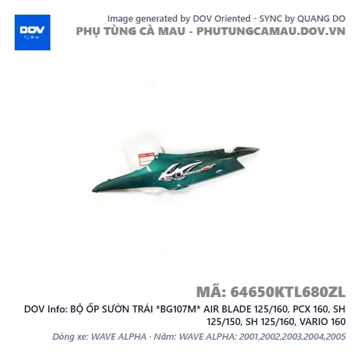 BỘ ỐP SƯỜN TRÁI *BG107M* AIR BLADE 125/160, PCX 160, SH 125/150, SH 125/160, VARIO 160 — 64650KTL680ZL