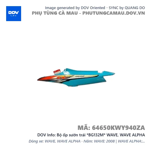 Bộ ốp sườn trái *BG132M* WAVE, WAVE ALPHA — 64650KWY940ZA